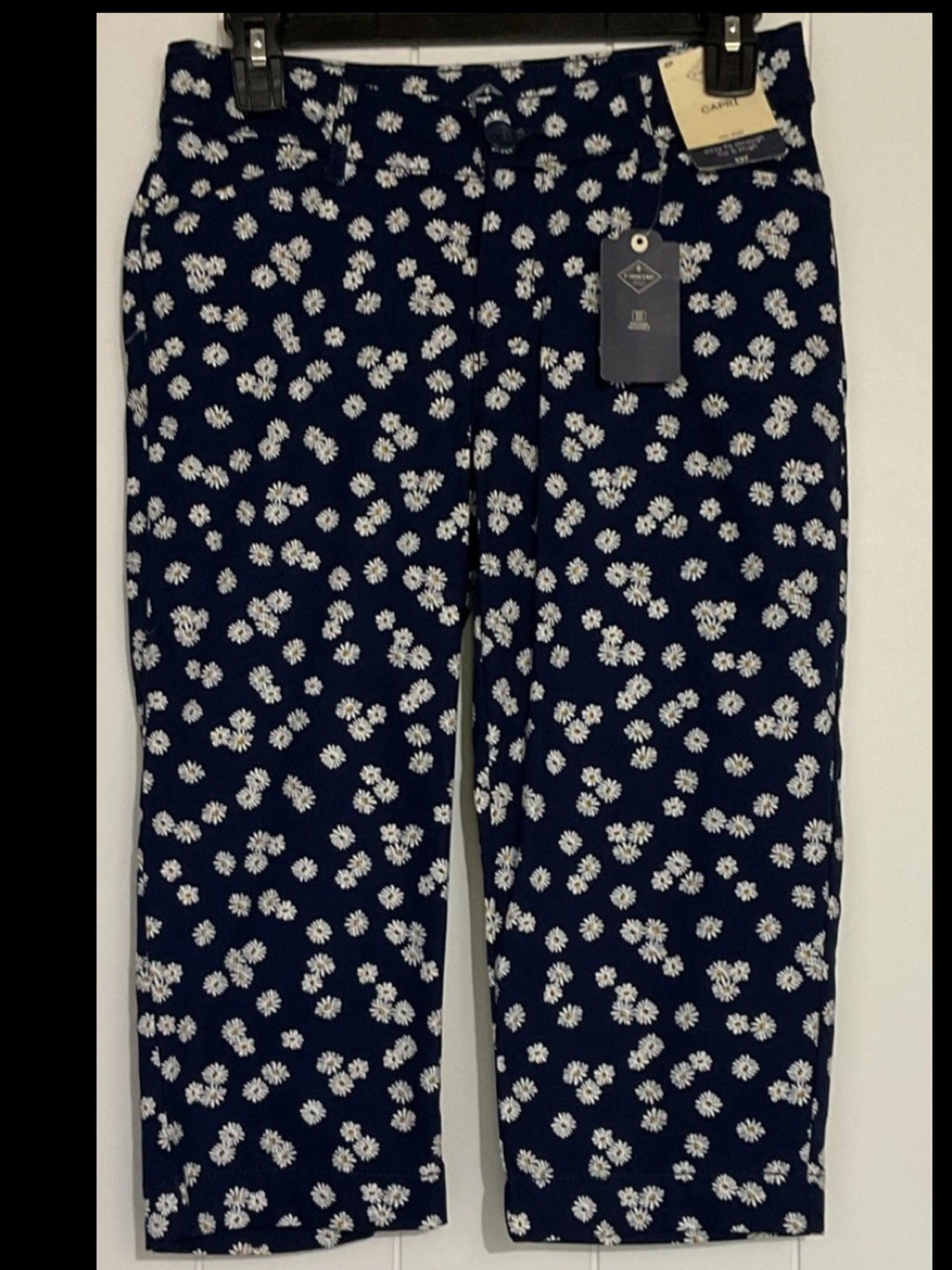 St. John's Bay Navy Cropped Jeans with White Floral Print